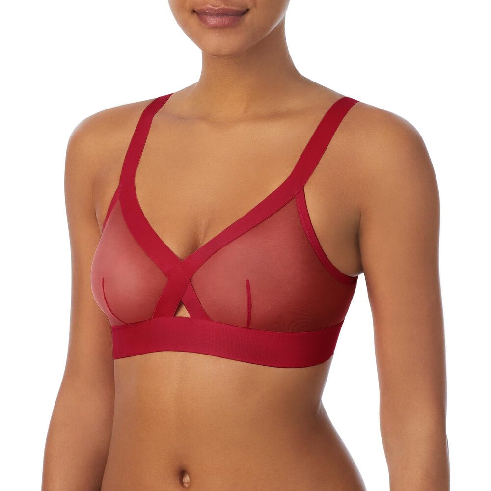 NWT DKNY Sheers Mesh Cutout Bralette DK Persian Red M